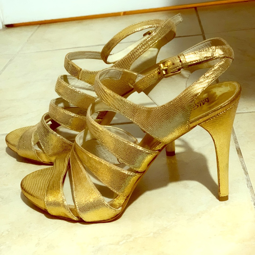 Michael Kors gold strappy heels size 10